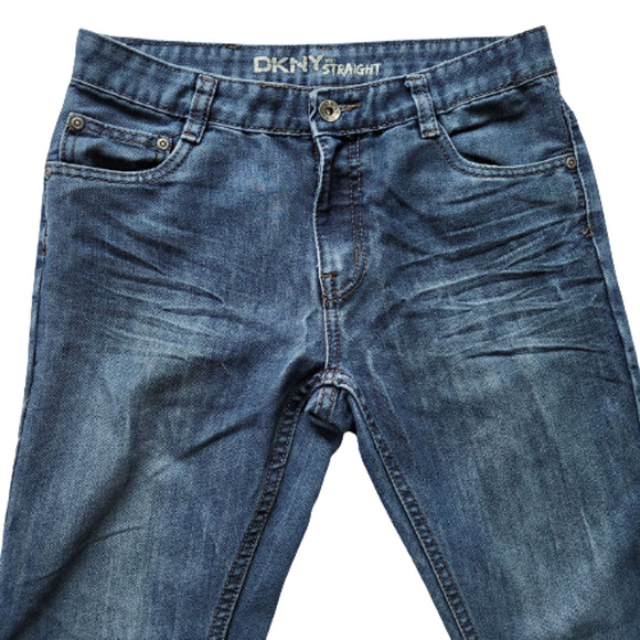 DKNY Boys Youth Medium Wash Blue Straight Leg Denim Jeans Size 18 - Picture 3 of 7